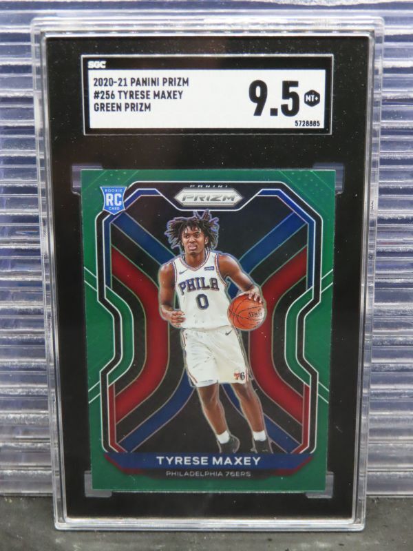 2020-21 Prizm Tyrese Maxey Green Prizm Rookie RC #256 SGC 9.5 76ers