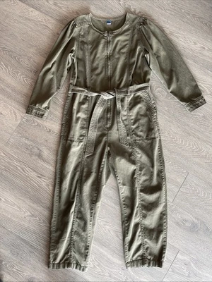 Mono Old Navy para mujer talla grande oliva cremallera frontal utilitario manga larga con cinturón Foto 1 de 4