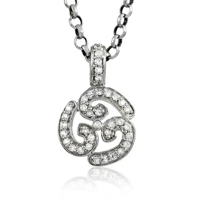 Pendente In Zirconia Cubica Naturale Om In Argento Sterling 925 Regalo Di Natale - Immagine 1 di 4