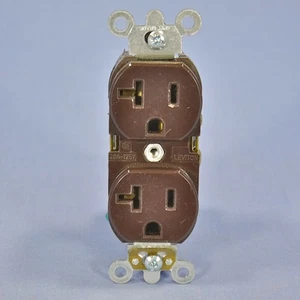 Leviton Brown INDUSTRIAL Receptacle SLIM Body Duplex Outlet 5-20 20A Bulk 5362-S - Picture 1 of 5