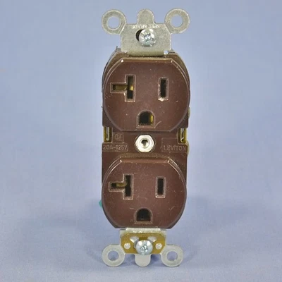 Leviton Brown INDUSTRIAL Receptacle SLIM Body Duplex Outlet 5-20 20A Bulk 5362-S - Image 1 of 4