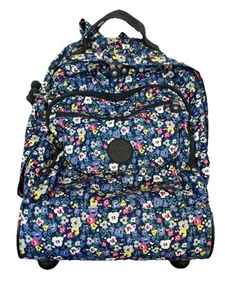 Kipling Sanaa Rolling Backpack Lightweight Floral Blue Nylon 12 x 16 x 7.5 in - Picture 1 of 12