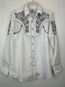 Vintage Rangers Legend Western Shirt Pearl Snap Mens L Cowboy Pattern Rodeo - Picture 1 of 13