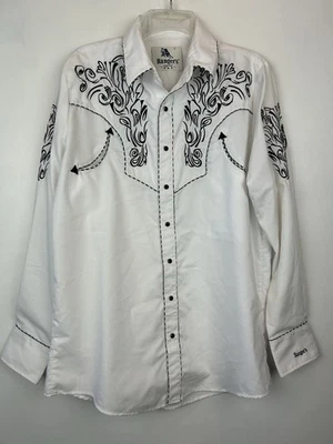 Vintage Rangers Legend Western Shirt Pearl Snap Mens L Cowboy Pattern Rodeo - Image 1 of 4