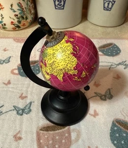 Decorative Pink And Yellow World Globe 7 Inches Tall 4 Inches Wide Pre Owned! - Picture 1 of 5