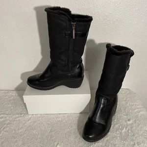 Botas Khombu Snowflake 2 negras de imitación de cuero para mujer talla 7M forradas de piel sintética - Imagen 1 de 14