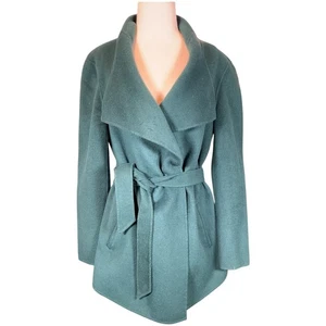 J.JILL Womens Wool & Angora Rabit Hair Blend Wrap Coat Belted Teal Green Medium - Picture 1 of 13
