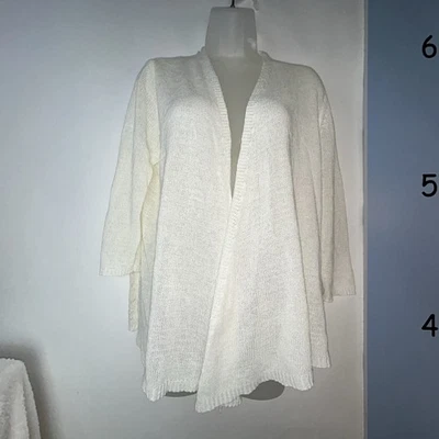 Cárdigan abierto transparente blanco para mujer malla de ganchillo tejido suelto elástico talla única Foto 1 de 4