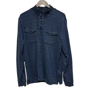 Camisa Pullover Lucky Brand Para Hombres XL Azul Henley Cuello Simulado Bolsillos Manga Larga - Imagen 1 de 8