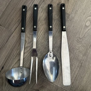 Espátula cuchara para servir vintage EKCO asas negras 4 utensilios de cocina tenedor cucharón - Imagen 1 de 3