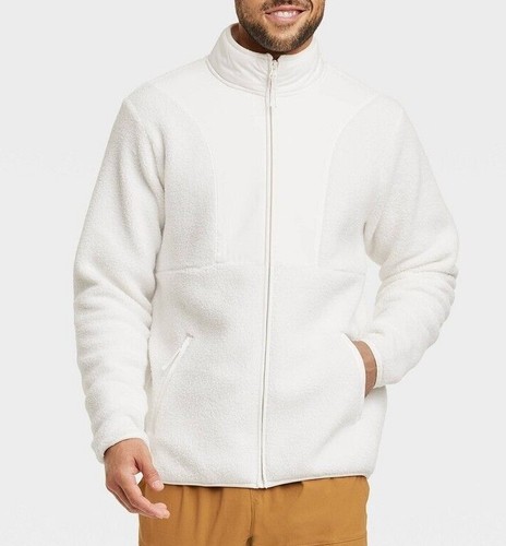 OFF WHITE Cappotto giacca uomo in pile pieno zip tutto in movimento OFF BIANCO SMALL XL