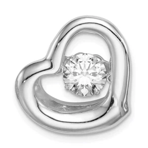 925 Sterling Silver Platinum-plated Vibrant CZ Heart Pendant; Women & Men - Picture 1 of 6