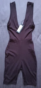 NWT Pretty Little Things Ribbed Unitard Women's Size 0 (UK 4) Brown Sleeveless - Picture 1 of 8