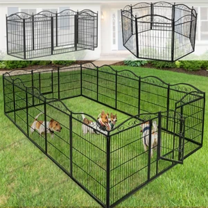 Sturdy In/Outdoor Dog Playpen Large Cage Pet Exercise Metal Fence Kennel w/ Gate - Picture 1 of 13
