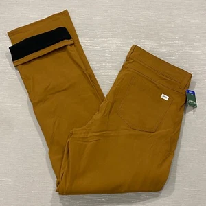 Orvis Tech Pants Mens 36 x 34 Mustard Brown Fleece Lined Water Repellant Hiking - Picture 1 of 23