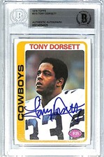 1978 Topps TONY DORSETT Signed Auto Cowboys Rookie Card #315 Beckett BAS Slabbed