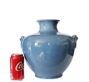 VINTAGE REED & BARTON CHINESE STYLE BLUE POTTERY VASE - Picture 1 of 10