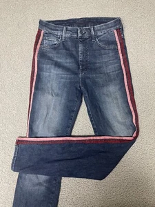 Mother Jeans Womens 27 Blue High Waisted Looker Here Kitty Glitter Racer 27x29 - Picture 1 of 9