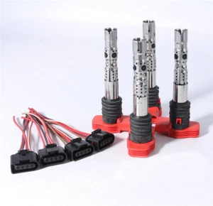 Kit de bobinas y enchufes de encendido 4* aptos para AUDI A4 2001-08 A6 02-08 3.0 V6 06C905115L - Imagen 1 de 6