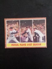 1962 topps Stan Musial plays 21st season card no. 317