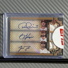2022 Topps Triple Threads Three Player Auto Relic #2/9 Harper, Hoskins, Realmuto