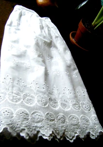 Antique 1900 Lady's Victorian Slip petticoat cotton eyelets, floral embroidery - Picture 1 of 8
