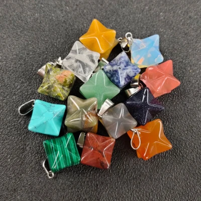 Natürlicher 3D Stern Hexagramm Kristall Edelstein Anhänger Schmuck Pendel - Bild 1 von 4