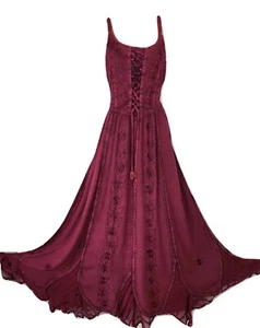 Maxi Dress Corset Sleeveless Embroidered Pink One Size 10 12 14 16 18 20 22 - Picture 1 of 9