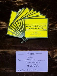 REPRO ZENO GUM WRAPPERS FOR ANTIQUE GUM MACHINE #ZJ 2 FRUIT FLAVORED 10 PACK - Picture 1 of 5