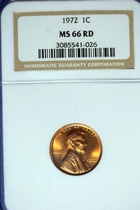 1972 - NGC MS66RD LINCOLN CENT!!  #B49813 - Picture 1 of 2