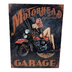 Letrero de hojalata de metal decoración de pared Harley anuncio de motocicleta indio servicio de garaje Motorhead - Imagen 1 de 3