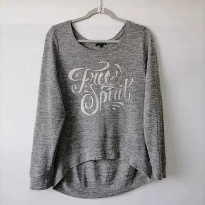 Sudadera pulóver Fifth Sun Free Spirit para mujer gris dobladillo alto bajo talla grande Foto 1 de 4
