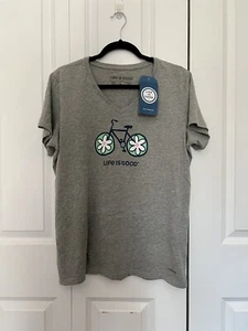 Life Is Good Crusher T-shirt Flower Bike Do What You Love Women's Large - NWT - Picture 1 of 13