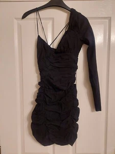Ladies Teens black Zara bodycon ruffle dress Size S - Picture 1 of 12
