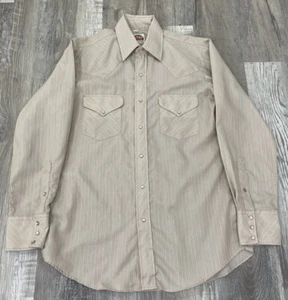 VINTAGE Miller Hemd Erwachsene 15,5 33 beige leicht Western Perlen Druckknopf 70er Herren - Bild 1 von 6