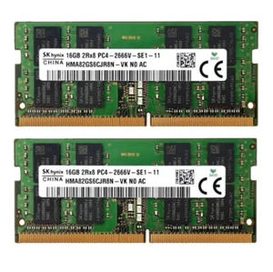 New Hynix 32GB (2X16GB) DDR4 2666MHz PC4-21300 SODIMM Memory Ram HMA82GS6CJR8N - Picture 1 of 6