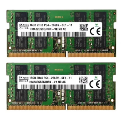 New Hynix 32GB (2X16GB) DDR4 2666MHz PC4-21300 SODIMM Memory Ram HMA82GS6CJR8N - Image 1 of 4