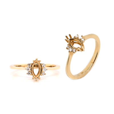 Anillo con forma de marquesa de 8x4 mm semi montaje en oro amarillo de 14 k con diamantes (53736) Foto 1 de 4