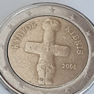 2 Euro Münze Zypern Kibris 2008 seltene Fehlprägung, Sammlermünze, Sammlerstück