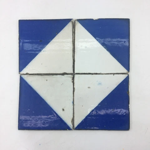 Antique Portuguese Panel Geometric Tiles Blue White from Porto, Portugal Cover