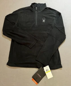Spyder Polartec Fleece Jacket Adult M Black 1/4 Zip Long Sleeve Mens. - Picture 1 of 12
