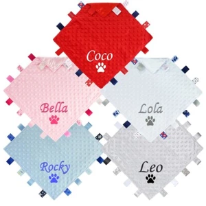 Personalised Pet Name Dog Blanket Puppy Kitten Cat Bed Scent comforter Taggy Toy - Picture 1 of 6