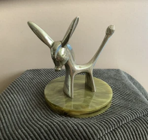 Vintage Silver Plated Seba Donkey Ring Holder with Faux Onyx Base.1960s - Picture 1 of 4