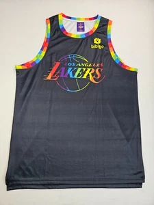 Los Angeles Lakers Size XL Men's Black Pride Rainbow Trim Basketball Logo Jersey - Picture 1 of 10