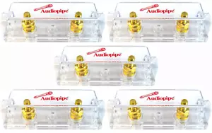 5 Pack Audiopipe Heavy Duty ANE ANL 24 Kt Gold Finish Fuse Holder Block CQ-1100 - Picture 1 of 5