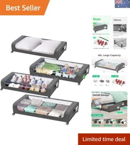 Dustproof Under Bed Storage with Handles & Wheels - 4 Pack for Easy Access - Picture 1 of 11