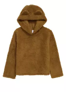 Harper Canyon Girl’s Olive Green Sherpa Pullover 3D Applique Hoodie Size 8 - Picture 1 of 15