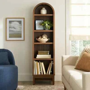 Better Homes & Gardens Juliet Narrow Arch Bookcase, Walnut Finish - Picture 1 of 8