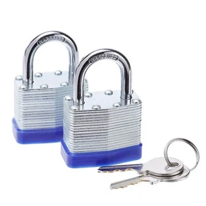 Laminated Steel Key Lock, 1-9/16 in. Wide Body, 2 Padlocks Keyed Alike - Picture 1 of 5