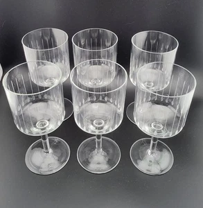 Set 6 bicchieri da vino vintage ore 3 linee a goccia incise alte 6,5" - Foto 1 di 13